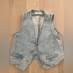 Mango Washed Blue Denim Vest